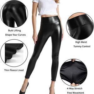 Tagoo Faux Leather Leggings for Women High Waisted Stretch Butt Lifting Pleather